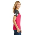 thumbnail image 3 of District Made Ladies Game V Neck Tee-XS (Heathered Watermelon/ Heathered Charcoal), 3 of 6