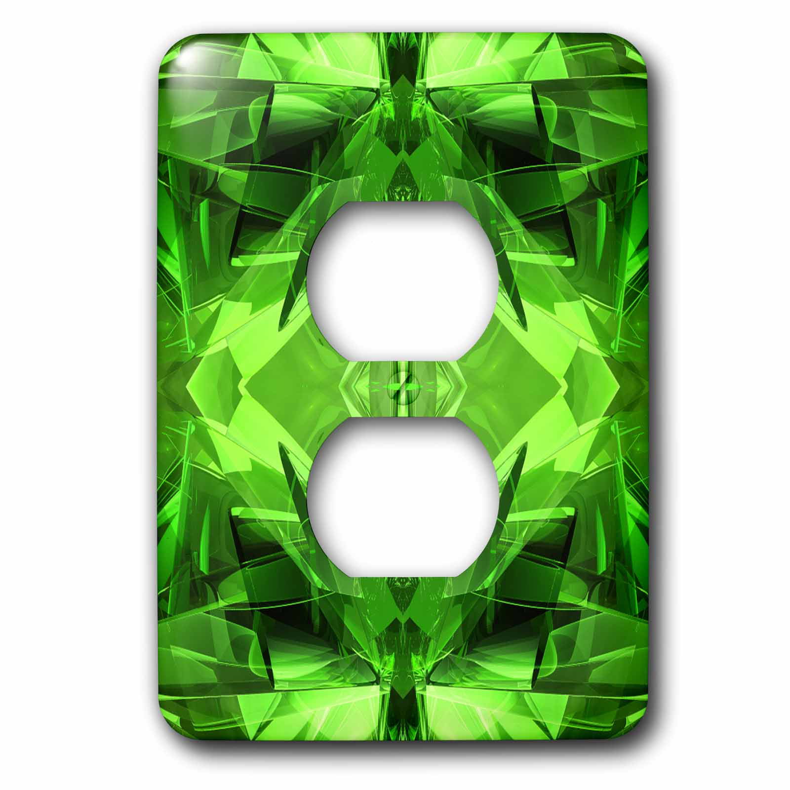3dRose lsp_21919_6 Green Mandala Abstract Symmetrical Digital Mandala Created with Green Metal 2-Plug Outlet Cover 