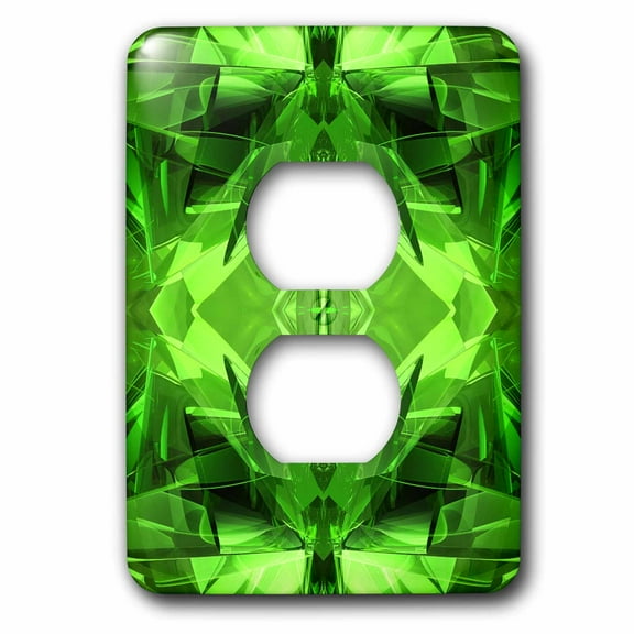 3dRose, Green Mandala abstract symmetrical digital mandala created with green metal, 2 plug outlet cover