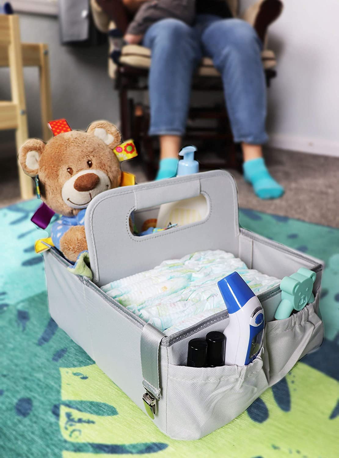 Pazar Kapısı Diaper Caddy- Baby Nursery Crib Organizer- Bedside