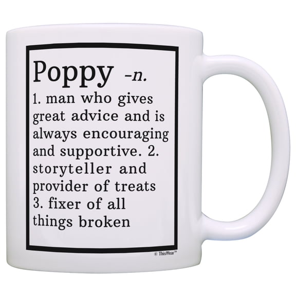 Funny Poppy Gifts Poppy Grandpa Definition Fathers Day Gifts for Poppy Gift Coffee Mug Tea Cup White