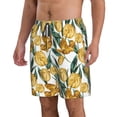 thumbnail image 2 of Kdxio Yellow Tulips Pattern Mens Casual Shorts - Drawstring Summer Beach Sports Shorts for Men, 2 of 9