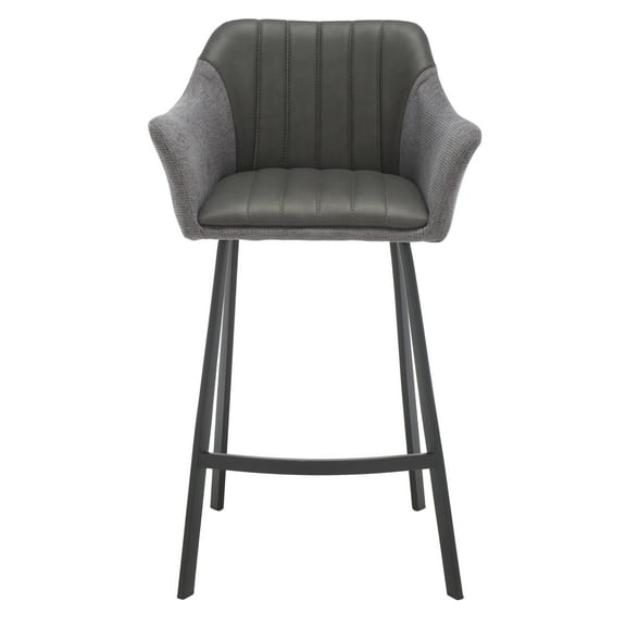SAFAVIEH Rodi Modern Tufted Counter Stool, Grey/Black (22 in. W x 21 in. D x 37.5 in. H)