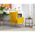 thumbnail image 4 of Curved Tufted Accent Chair with Metal Gold Legs Velvet Upholstered Arm Club Leisure Modern Chair for Living Room Bedroom Patio, Yellow, 4 of 7