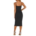 thumbnail image 3 of Vestido midi negro sin mangas con tirantes de espagueti y corte en la pierna para mujer Inspire Chic, 3 of 6