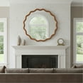 thumbnail image 3 of Solid Wood Frame Mirror with Wavy Round Design, Natural Wood Grain and Tempered Glass, Decorative Wall Mirror for Living Room, Bedroom and Bathroom, 30 Inch Diameter, 3 of 11