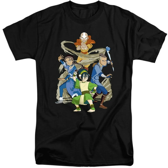 Avatar The Last Airbender Team Avatar Elements Unisex Adult Tall T Shirt,Black, 3X-Large