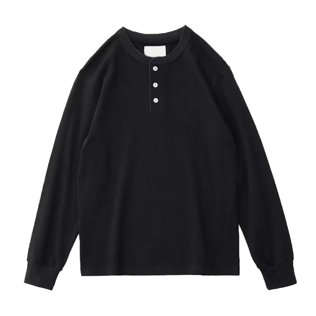 VBARHMQRT Mens Tshirts Men's Washed Cotton Simple Solid Color Casual Button up Long Sleeve T Shirt Black