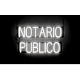 thumbnail image 1 of SpellBrite NOTARIO PUBLICO LED Sign for Business. 26.2" x 15.0" White NOTARIO PUBLICO Sign Has Neon Sign Look With Energy Efficient LED Light Source. Visible from 500+ Feet, 8 Animation Settings., 1 of 4