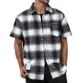 thumbnail image 2 of HOWPAY Mens Shirts Short Sleeve Button down Summer Plaid Print Holiday Beach Tops Stretch Casual Regular Fit Lightweight Soft Shirts Black L, 2 of 4