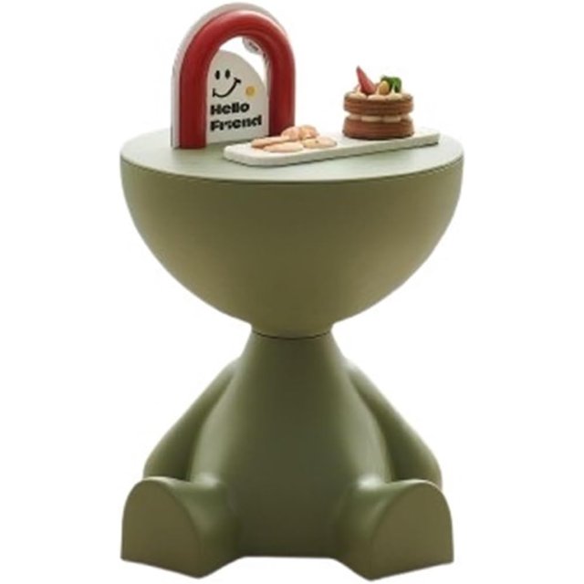 Small Round Side Table Flat Head Sofa End Table Nightstand for Living Room Indoor Bathroom(Green)