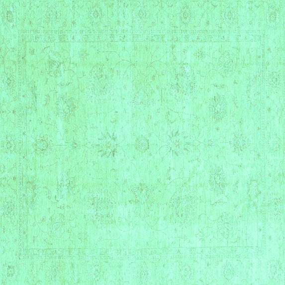 Ahgly Company Indoor Square Oriental Turquoise Blue Traditional Area Rugs, 6' Square