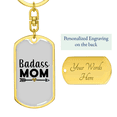 thumbnail image 3 of Badass Mom Stainless Steel or 18k Gold Premium Swivel Dog Tag Keychain, 3 of 16