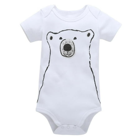 

Akiihool Baby Boy Clothes Newborn Baby Boys Romper Ruffles Short Sleeve Off Shoulder Flowers Printed Sweet Jumpsuit (White Medium)