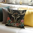 thumbnail image 3 of BANET  Flax Throw Pillow Cover Floral Antlers in The Bohemian Vintage Deer Horns Decorated Pillowcase Home Decor Square Pillow Case Cushion Cover 20x20in, 3 of 5