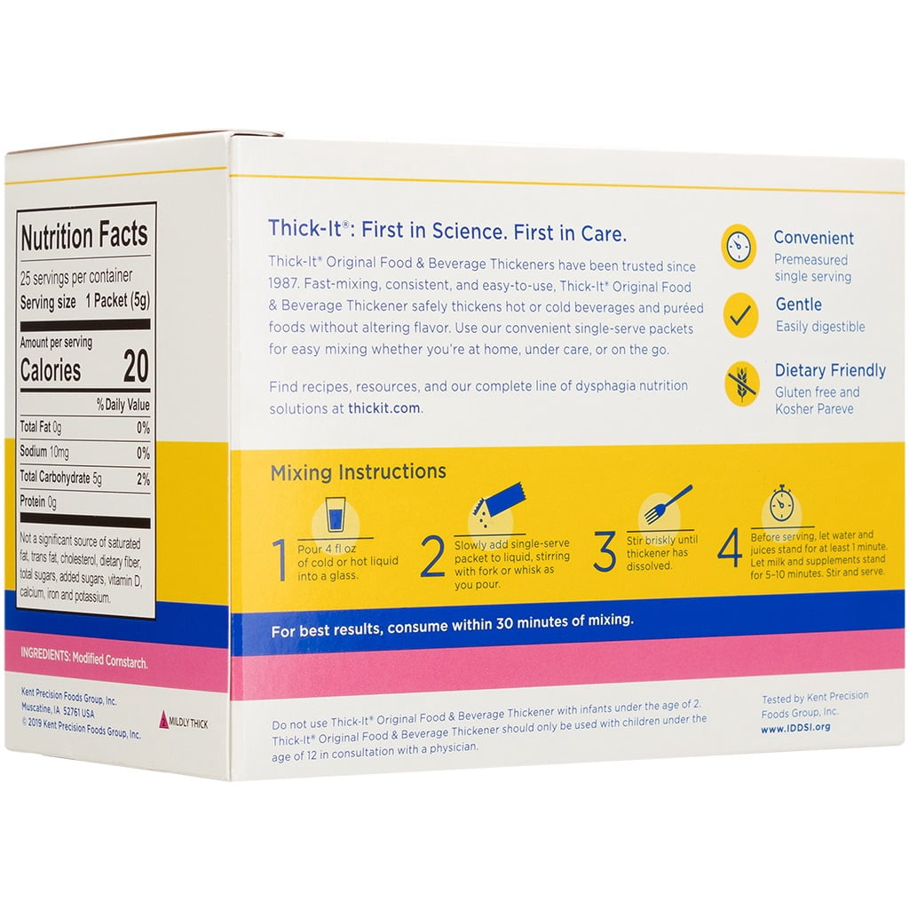 Thick-It Original Food & Beverage Mildly Thick Single-serve Packets for Dysphagia, Iddsi Nectar Consistency, Easy Mix, 25 Pack