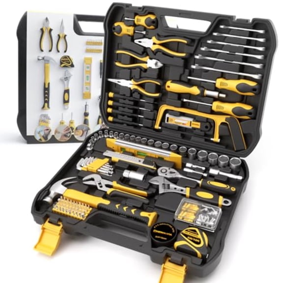 Tool Kit for Home 199 Piece Basic Household Auto Repair Tool Set Car Toolbox General Hand Home Tool Kit Men Women DIY with Plastic Toolbox Storage Case Pliers Wrench Combination
