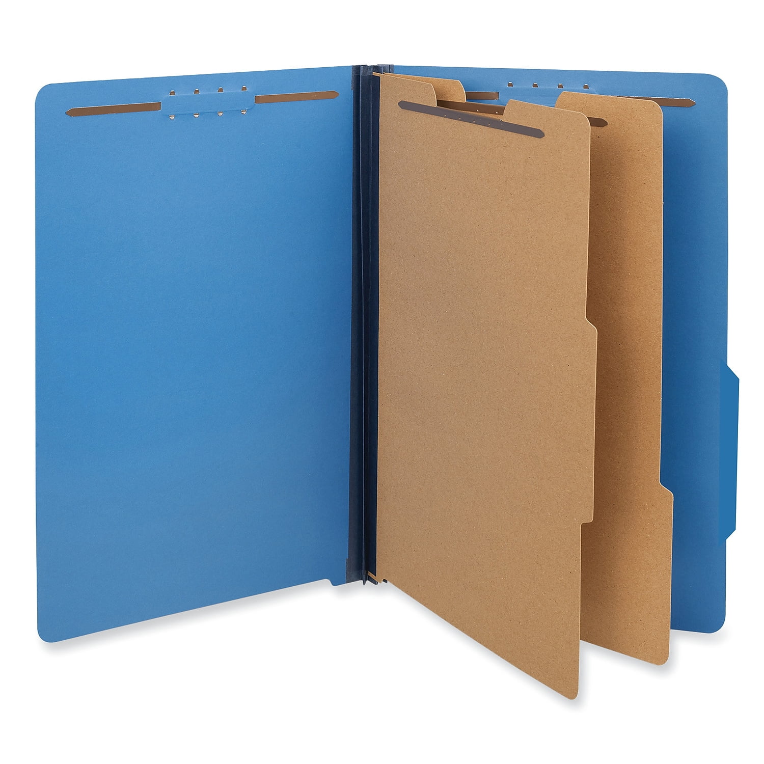 Bright Colored Pressboard Classification Folders, 2 Dividers, Legal Size, Cobalt Blue, 10/Box