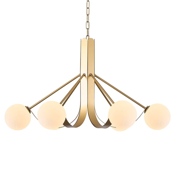 Modern Gold Glass Globes Chandelier with Chain 33in Frosted Glass Kitchen Chandeliers Sputnik Dining Table Light Fixture 6 Light Mid-Century Chandeliers Light for Bedroom Entry Foyer