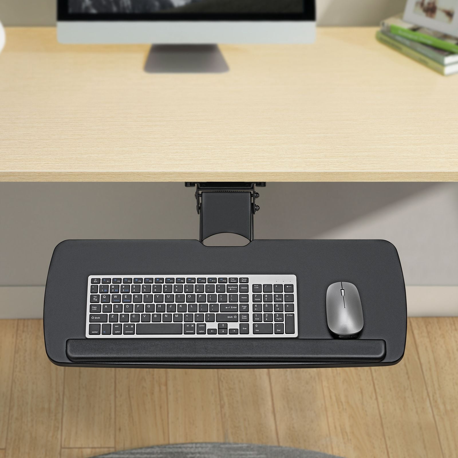 25X9.8 inch adjustable height angle under table keyboard tray, sliding type for home office typing
