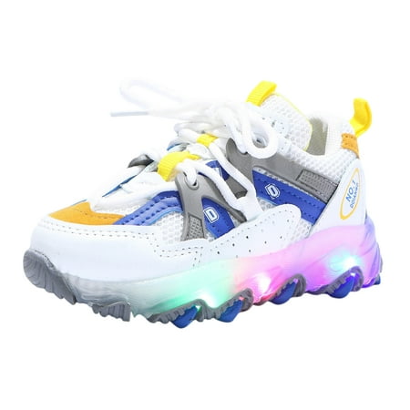 

yinguo children kids baby girls boys sneakers bling led light luminous sport shoes blue 29