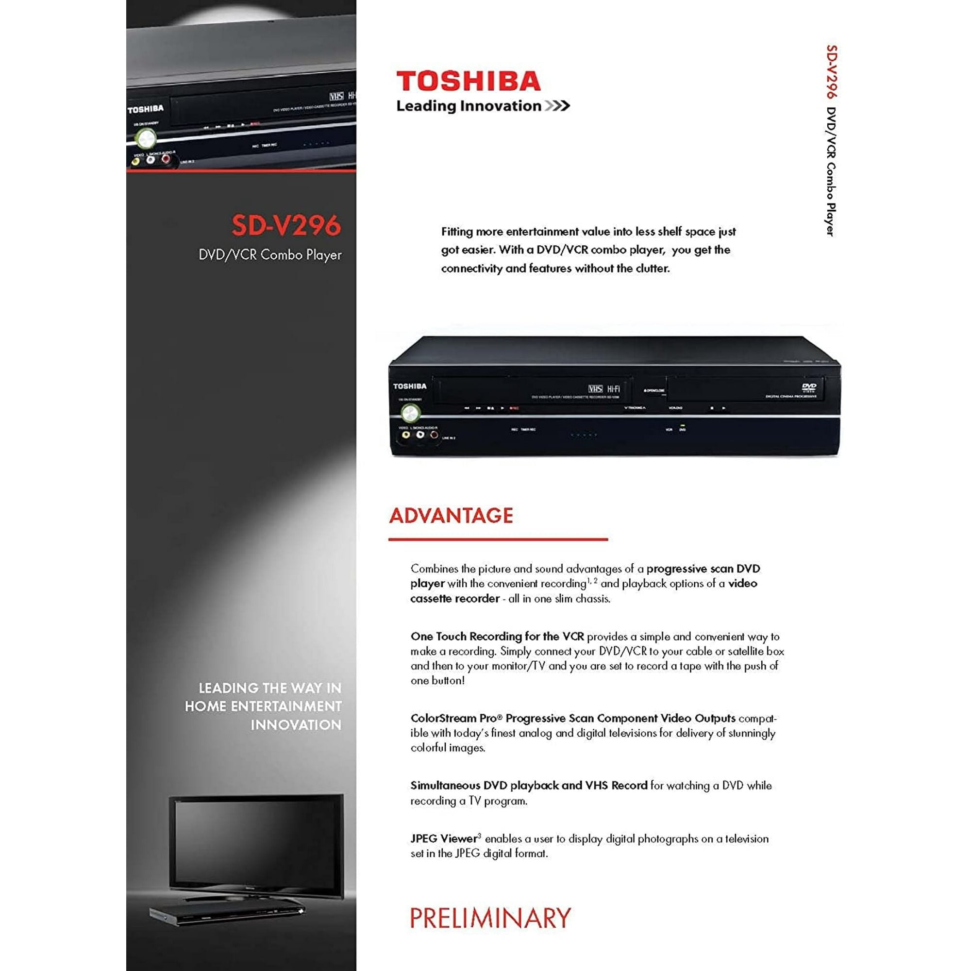 Toshiba - Brandclub - Toshiba SD-V296 DVD/VCR Combo