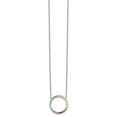 thumbnail image 2 of Diamond2Deal Sterling Silver Rhodium-plated Colorful CZ Open Circle Necklace with 2 inch Extender for Women 18", 2 of 5
