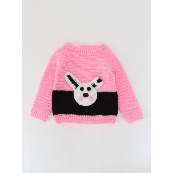 Woonie Crochet Bunny Applique Sweater for Kids