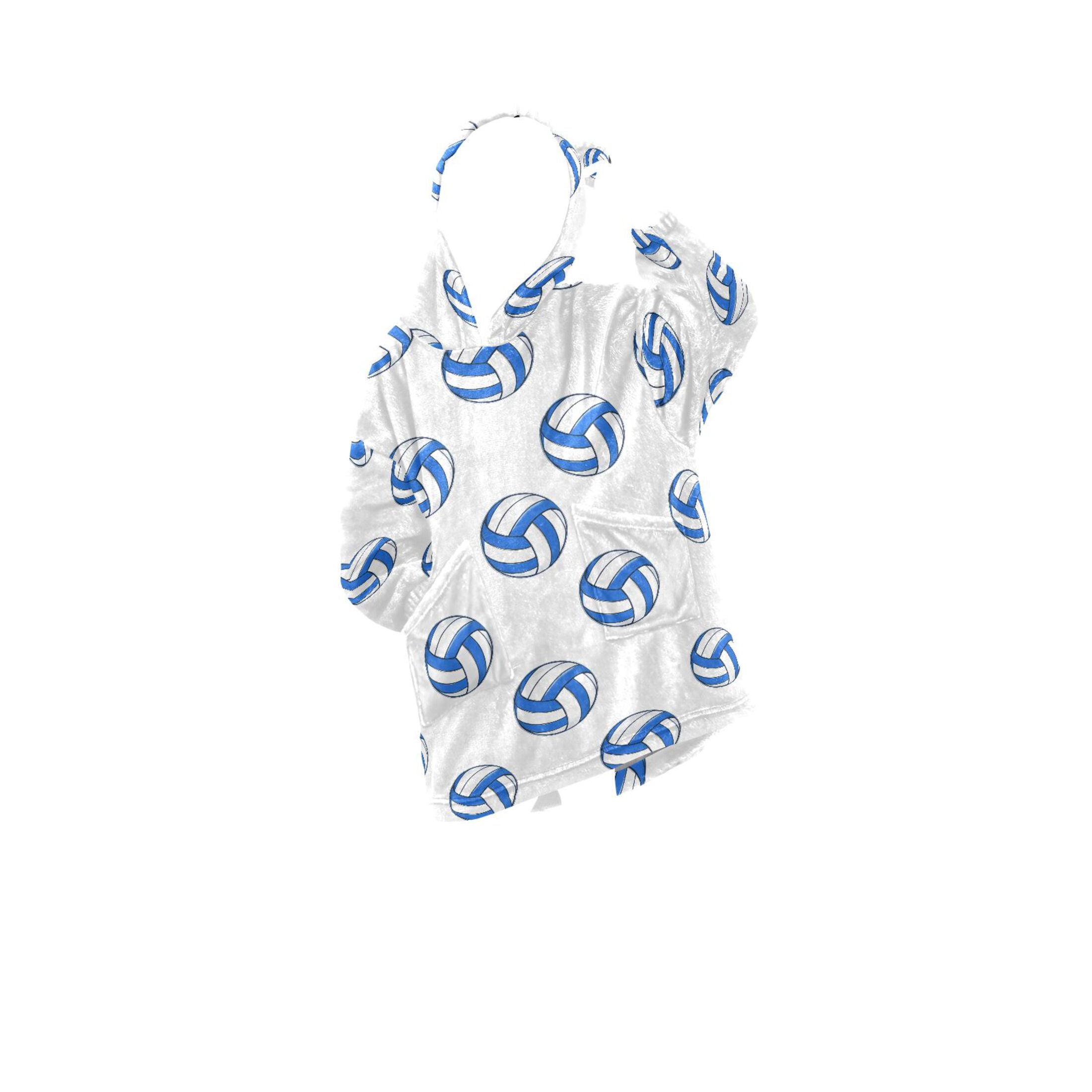 joogoo Wearable Blanket Hoodie Volleyball Blue for Flannel Sherpa Pocket 3-14 YR S