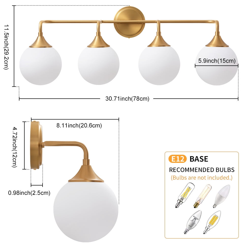 Bathroom vanity lights gold 4 light modern vanity light fixtures