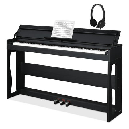 Glarry 88 Key Home Digital Piano Standard Action Vertical Type Keyboards with Furniture Stand