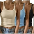 thumbnail image 1 of Timegard 3 Pcs Débardeurs pour Femmes Col Rond Côtelé Sans Manches Crop Top Ajusté Décontracté pour Sortir, 1 of 6