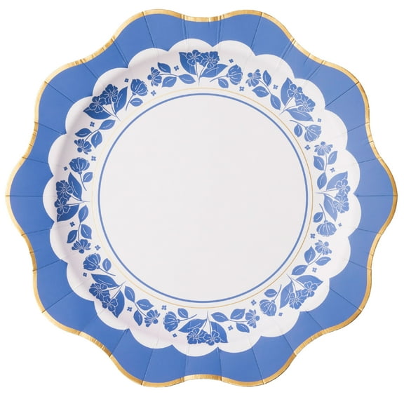 BELLE BLUE ELEGANT FLORAL DINNER PLATES