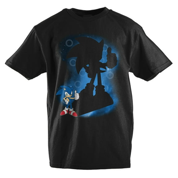 Bioworld Sonic Full Character Shadow Cut-out Design Screen Print on Navy Blue Tee-L