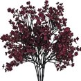 thumbnail image 2 of 6 Bouquets Artificial Flowers - Burgundy Faux Floral Arrangements With Realistic Blossoms, Black Stems - For Home Decor, Living Room, Bedroom, Office, Wedding, Party, Table, 2 of 9