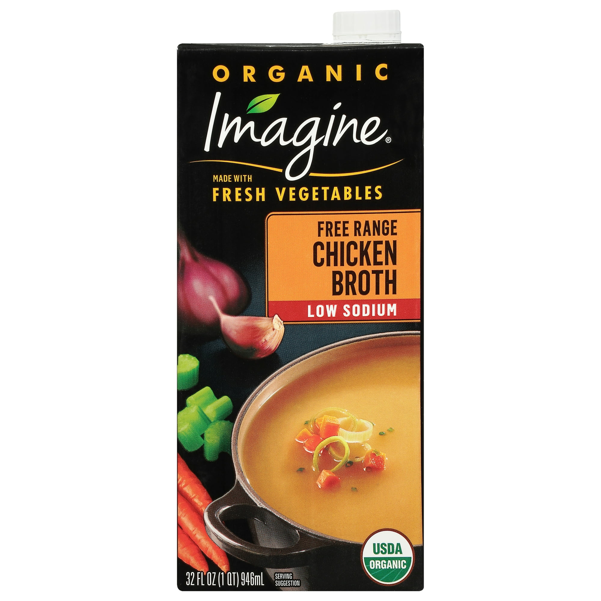 Imagine Organic Low Sodium Free Range Chicken Broth, 32 fl oz Carton