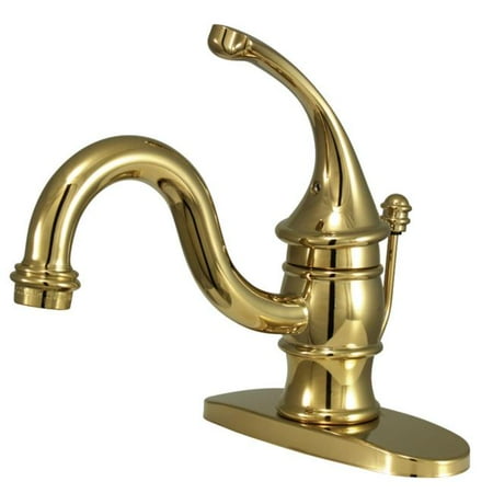 

4 in. Georgian Centerset Lavatory Faucet with ABS & Brass Pop-UpMetal Handle Polished Brass