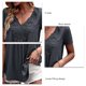 thumbnail image 5 of Mujer Cuello En V Top Costuras De Encaje Manga Corta Tipo Suelto Camiseta Casual Para Ropa De Verano Gris XL, 5 of 6