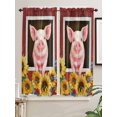 thumbnail image 5 of Pigs Sunflowers Bathroom Window Curtain, Farmhouse Red Barn Flowers Animals Light Filtering Coffee Kitchen Curtains, Bedroom Living Room Curtains 2 Panel 84"x63", 5 of 6