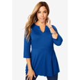 thumbnail image 4 of Jessica London Women's Plus Size Stretch Knit Henley Notch Babydoll Tunic, 4 of 4