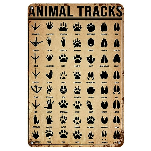 1pc Animal Tracks Wall Hanging Decorative Sign, 12x8 inches, with No Electricity Needed, for Animal Lovers, Wall Art for Home, Garden, Nursery, Ideal Gift for Bathroom, Living Room, Bedroom, Bar, Caf