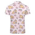 thumbnail image 5 of Pink Guinea Pig And Strawberry Pattern Men Zipper T-shirt Summer Casual Short Sleeve T-shirt Top, 5 of 7