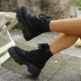 thumbnail image 6 of LOVZFMLL Boots for Women Ankle Combat Boots Lace Up Round Toe Adjustable Straps Low Chunky Heel Motorcycle Fall Winter Style, 6 of 9