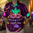 thumbnail image 2 of ChaoLingNeng Carnival Men Button Down Shirt Black,Mens Mardi Short Sleeve Shirt Numbers 3D Printed Button Lapel Short Sleeve Shirt Top,Mardi Gras Holiday Shirt for Men, 2 of 4