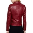 thumbnail image 3 of New Women's Red Lambskin Leather Jacket Stylish Slim Fit Motorcycle Black Jacket W202, 3 of 4