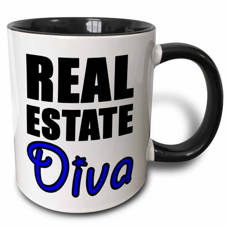 - 3dRose Real Estate Diva Blue - Two Tone Black Mug, 11-ounce