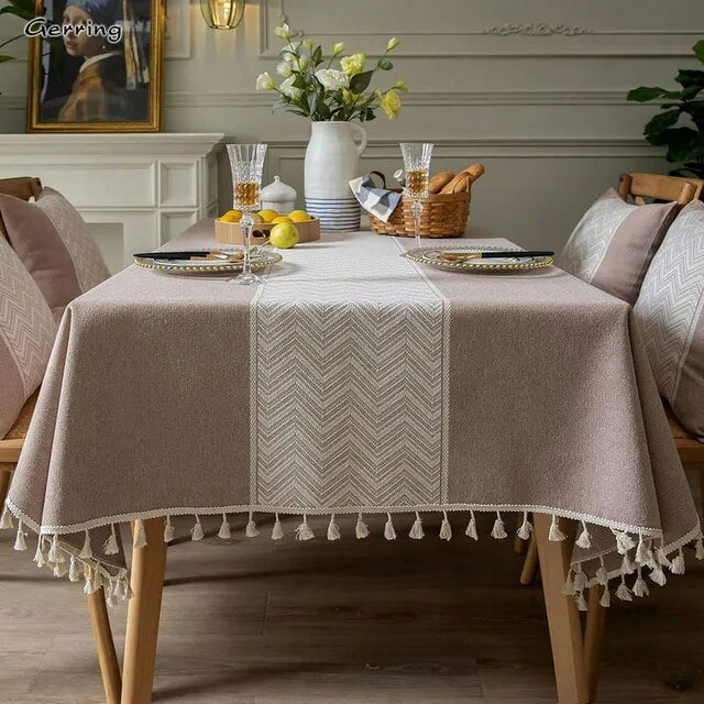 Gerring Christmas Table Cloth Red Festival Wedding Dining Table Cover Art Jacquard Party Decoration Rectangular Tablecloths