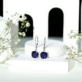 thumbnail image 3 of Rosec Jewels Cushion Cut Created Blue Sapphire Solitaire Drop Earrings for Women - 8 mm, 18K White Gold, 3 of 7