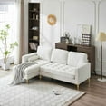 thumbnail image 4 of YYAo Sofa, Couch for Living Room, L-Shaped 3-Seat Indoor Modular Sofa with Linen Seat and Footstool, Beige, 4 of 13