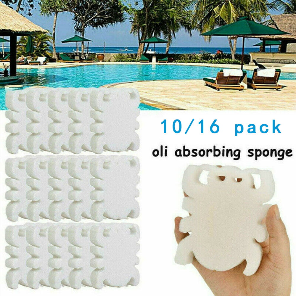 16Pcs Oil Absorbing Sponge Swimming Pool Hot Tub Spa Dirt Scum Cleaner Absorber